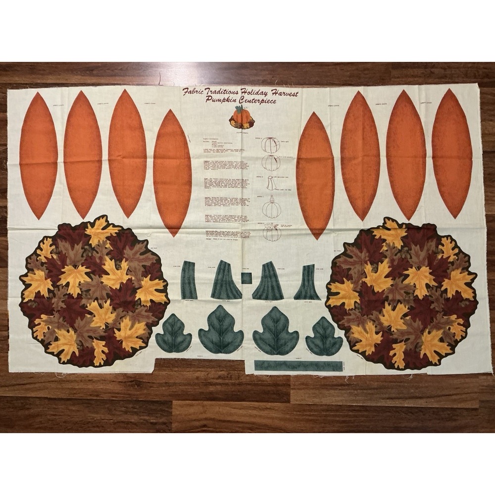 Fabric Traditions Holiday Harvest Pumpkin Centerpiece Fabric Panel **READ